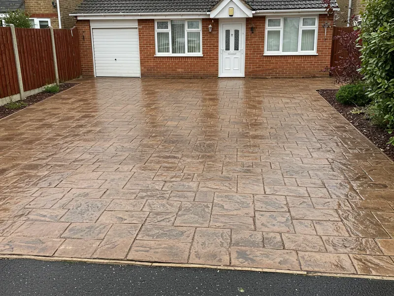 Clean pattern imprinted concrete surface after professional cleaning service
